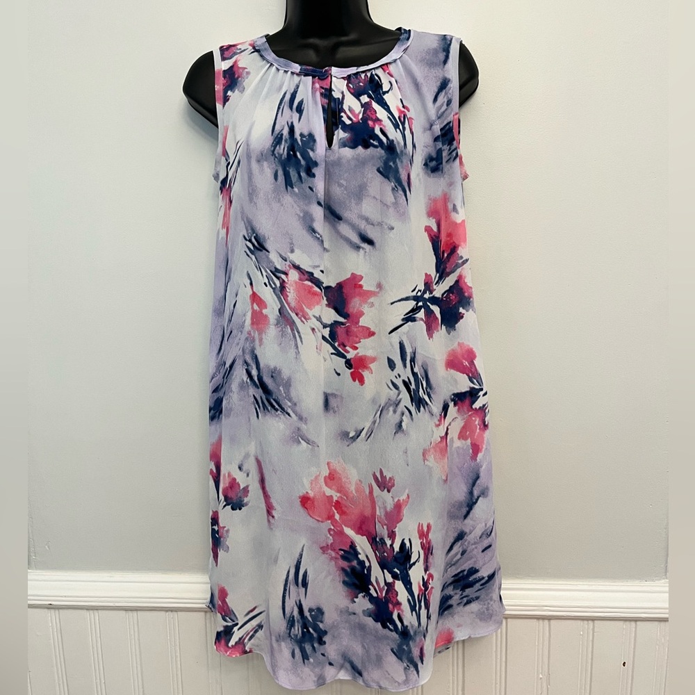 Vera Wang Sleeveless Floral Flowy Dress, Size Small